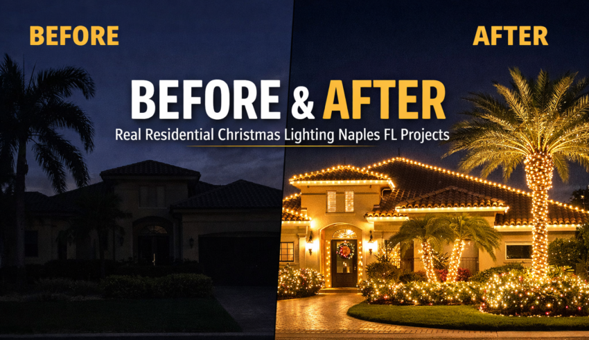 Before and After: Real Residential Christmas Lighting Naples FL Projects